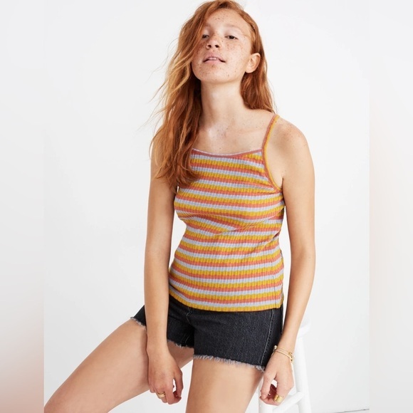 NWT Madewell Tie-Back Ribbed Tank Top with Adjustable Skinny Straps, Size M - Picture 1 of 13